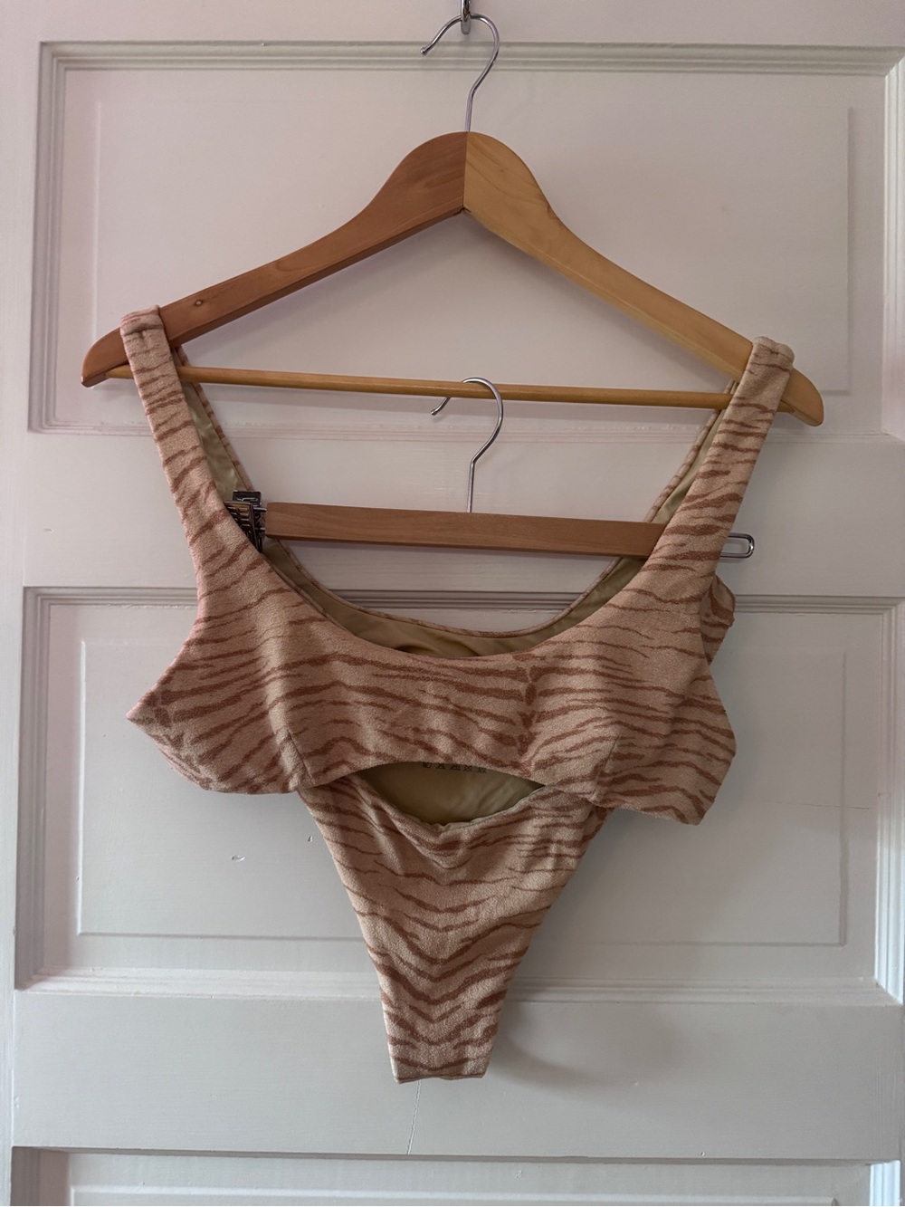 Women’s Tan Zebra-Print Velour Bikini